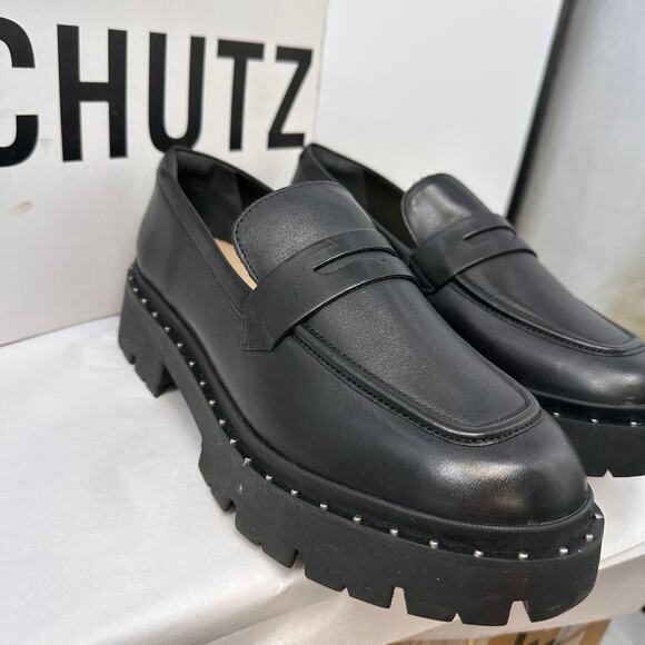 SCHUTZ Evereve New in Box Christie Studs Loafer in Black Leather // 10 - Picture 7 of 12